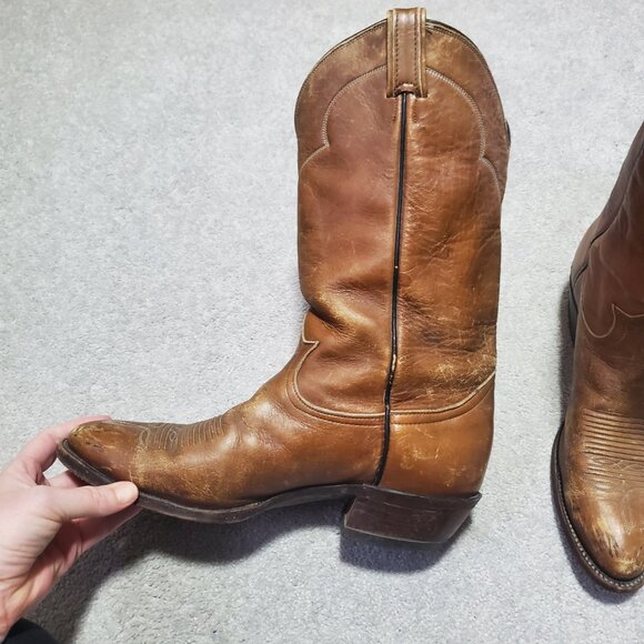 TONY LAMA Vintage Leather Cowboy Boots Rustic Cowgirl Western Women's 9.5D Wide - Picture 3 of 13